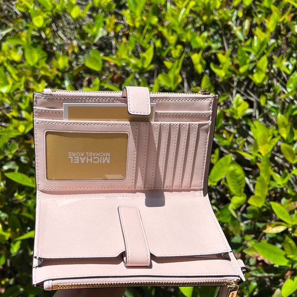 Michael Kors Jet Set Travel Large Double Zip Phone Wristlet MK Dark Powder Blush - Picture 3 of 9